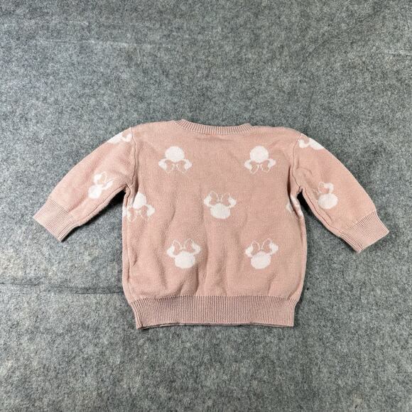 Disney Baby Girl Sweater Size 0-3 Months Minnie Mouse Pink Knit Pullover Mickey - Picture 4 of 6